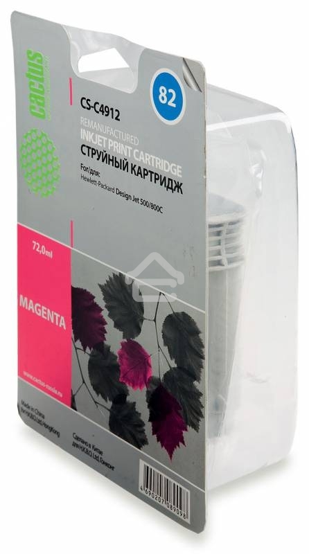 Картридж струйный Cactus CS-C4912 №82 пурпурный (72 мл) для HP Design Jet 500/800C