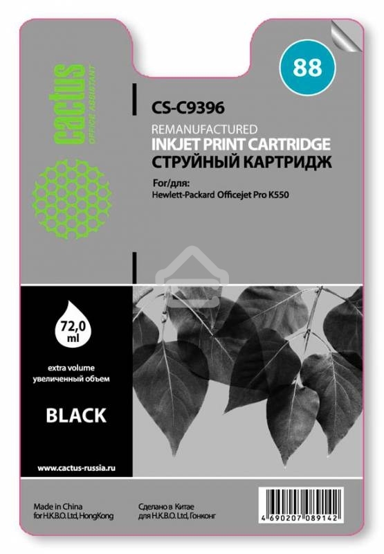 Картридж струйный Cactus CS-C9396 черный для №88 HP Officejet Pro K550 (72мл)
