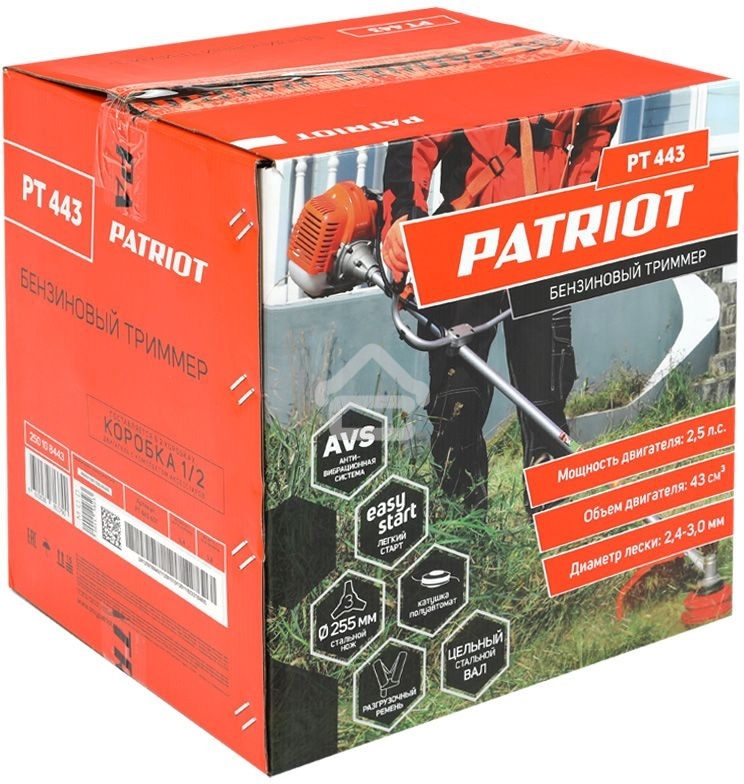 Триммер бензиновый Patriot PT 443 The One (1+1) 1840Вт 2.5л.с. неразбор.штан. реж.эл.:леска/нож