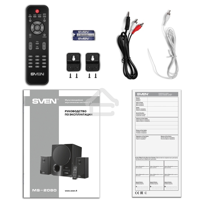 Акустическая система 2.1 SVEN MS-2080 / 70 Watt / ~220V 50Hz / FM-тюнер, USB/ SD, дисплей / BLUETOOTH / ПДУ / Black