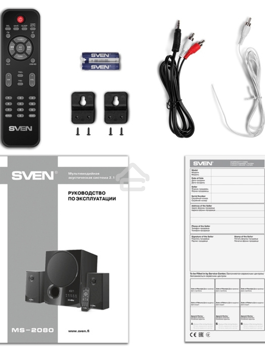 Акустическая система 2.1 SVEN MS-2080 / 70 Watt / ~220V 50Hz / FM-тюнер, USB/ SD, дисплей / BLUETOOTH / ПДУ / Black