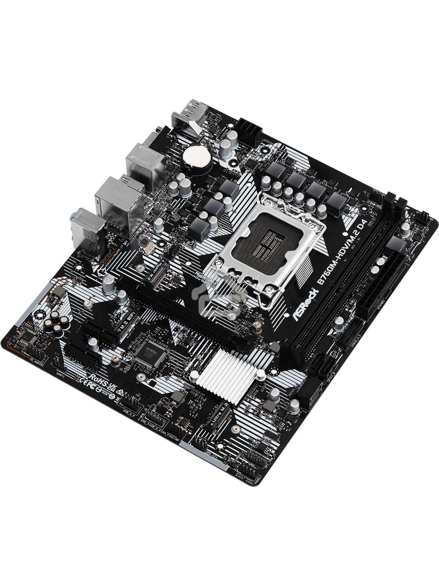 Материнская плата ASRock B760M-HDV/M.2 D4, LGA 1700, Intel B760, 2xDDR4, 4xSATA, 2xM.2, 1xPCIe 4.0 x16, 2xPCIe x1, 1xDP, 1xHDMI, 1xVGA, 1x 1Gb LAN, 2xUSB-A 3.2 Gen 1, 3xUSB 2.0, 3x3.5 мм, 7.1, mATX