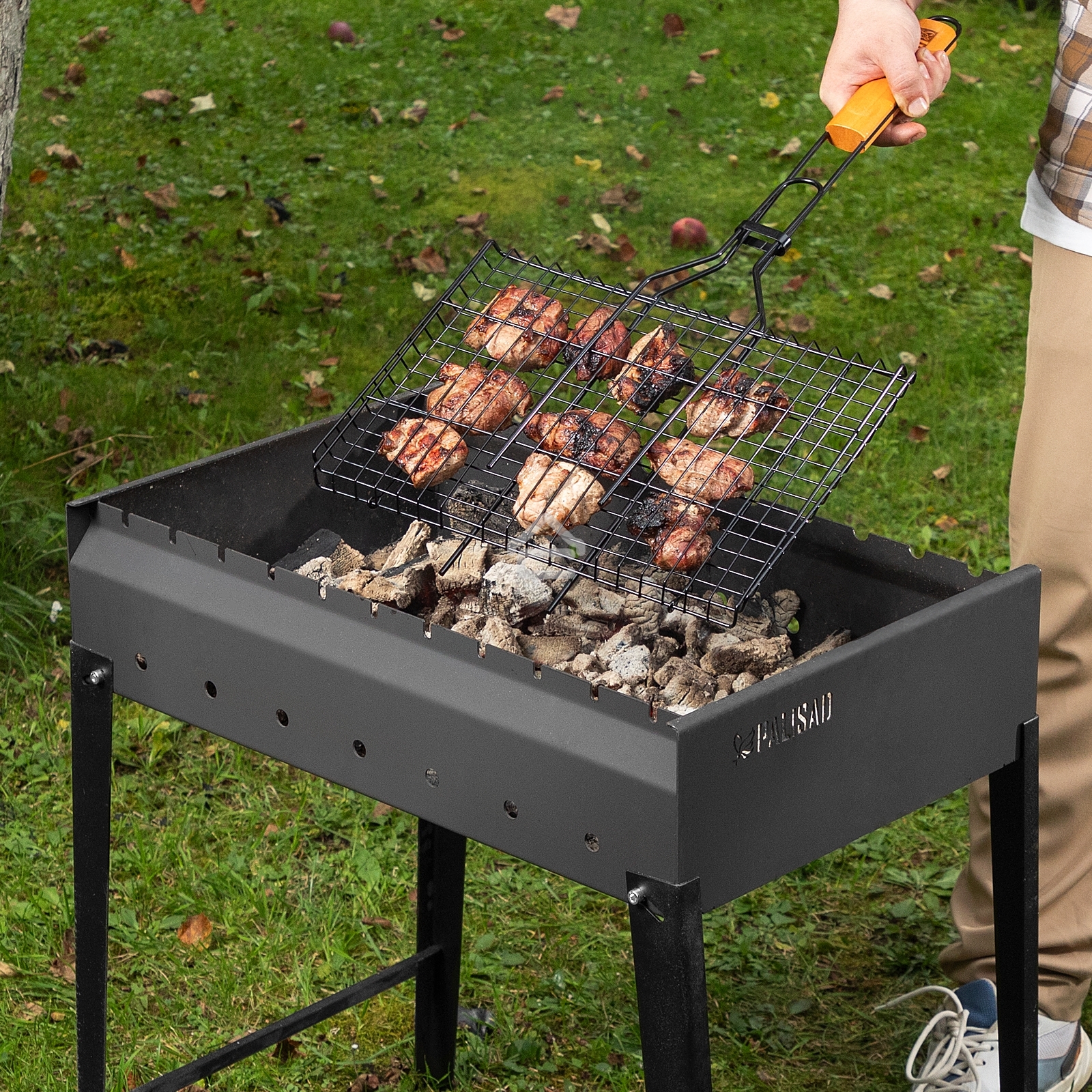 Мангал сварной, 605х375х138/640 мм, сталь 2 мм, Camping Palisad