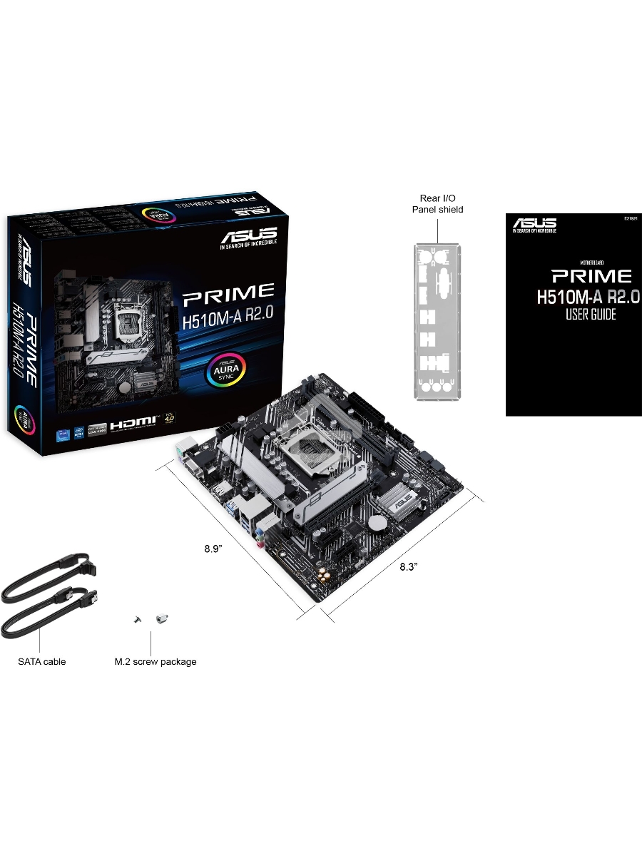 Материнская плата ASUS PRIME H510M-A R2.0, LGA 1200, Intel H470, 2xDDR4, 4xSATA, 1xM.2, 1xPCI-E 4.0 x16, 2xPCI-E x1, 1xHDMI, 1xDP, 1xVGA, 4xUSB-A 3.2 Gen 1, 2xUSB-A 2.0, 1x 1Gb LAN, 3x3.5 мм, 7.1, Micro-ATX