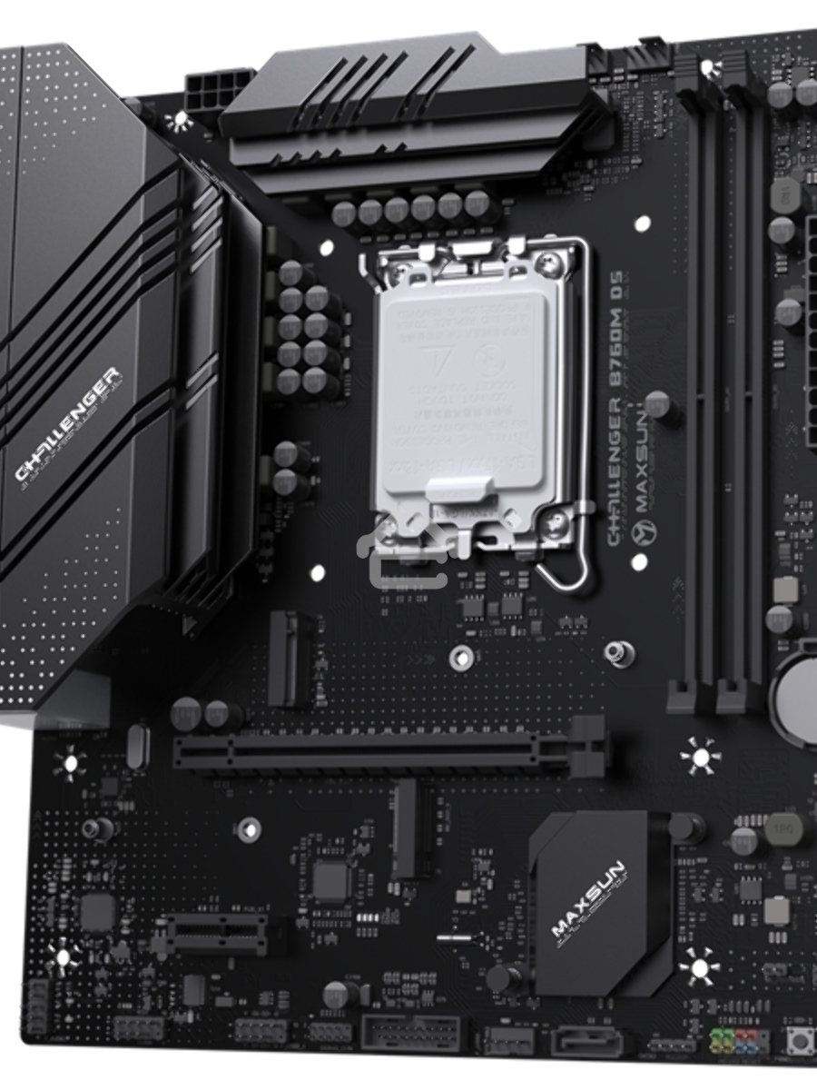 Материнская плата Maxsun Challenger B760M D5, LGA 1700, Intel B760, 2xDDR5, 3xSATA, 2xM.2, 1xPCIe 4.0 x16, 1xPCIe x4, 1xVGA, 1xHDMI, 1x 1Gb LAN, 2xUSB-A 2.0, 4xUSB-A 3.2 Gen 1, 5.1, mATX
