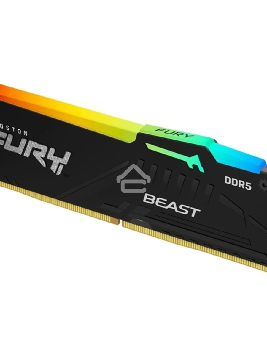 Оперативная память Kingston Fury Beast, DDR5, 32GB (1x32GB), 6400MHz, CL32, DIMM, с радиатором, RGB, чёрный