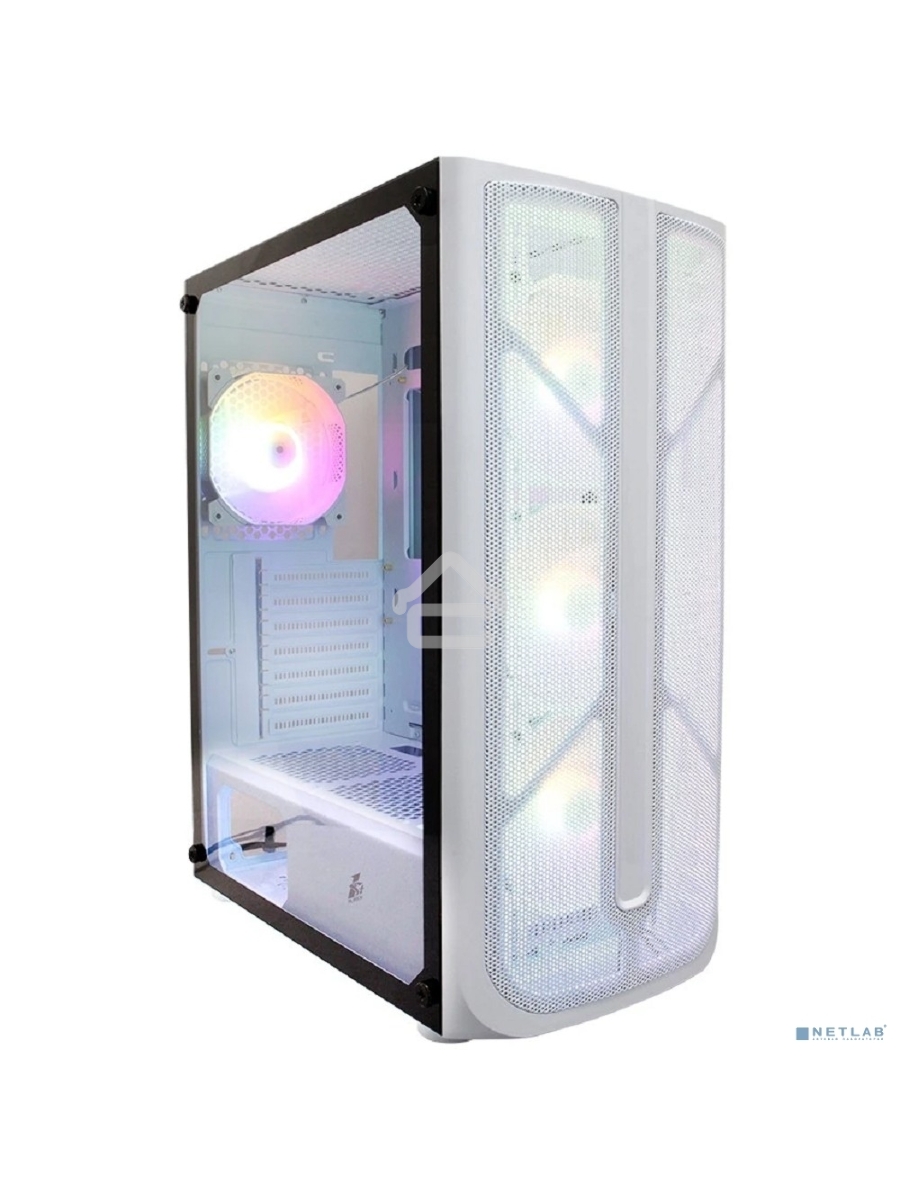 Корпус 1STPLAYER FIREBASE X4 White / ATX, TG / 4x120mm LED fans inc. / X4-WH-4F1-W