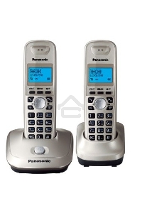 Телефон беспроводной (DECT) Panasonic KX-TG2512RUN (платиновый) {Доп трубка в комплекте,АОН, Caller ID,спикерфон на трубке,полифония}