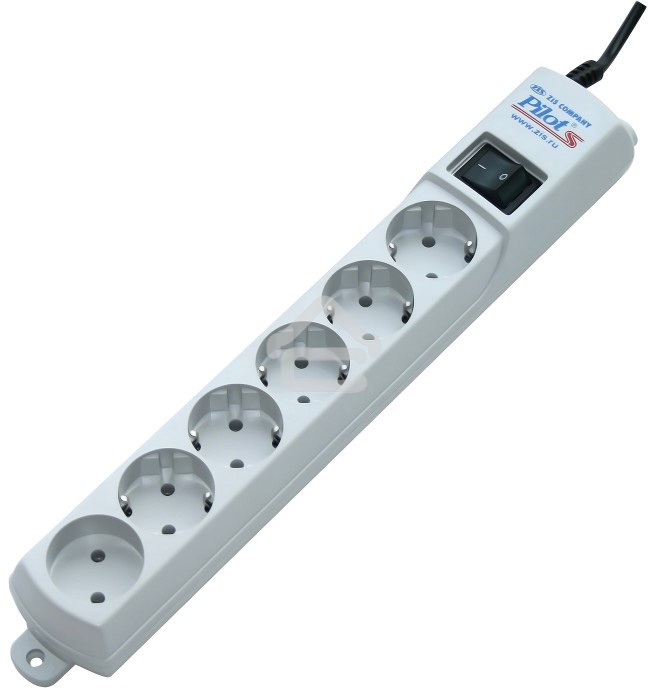 Сетевой фильтр ZIS Pilot S 5 розеток с заземляющим контактом+1 без заземления, шнур 1.8м