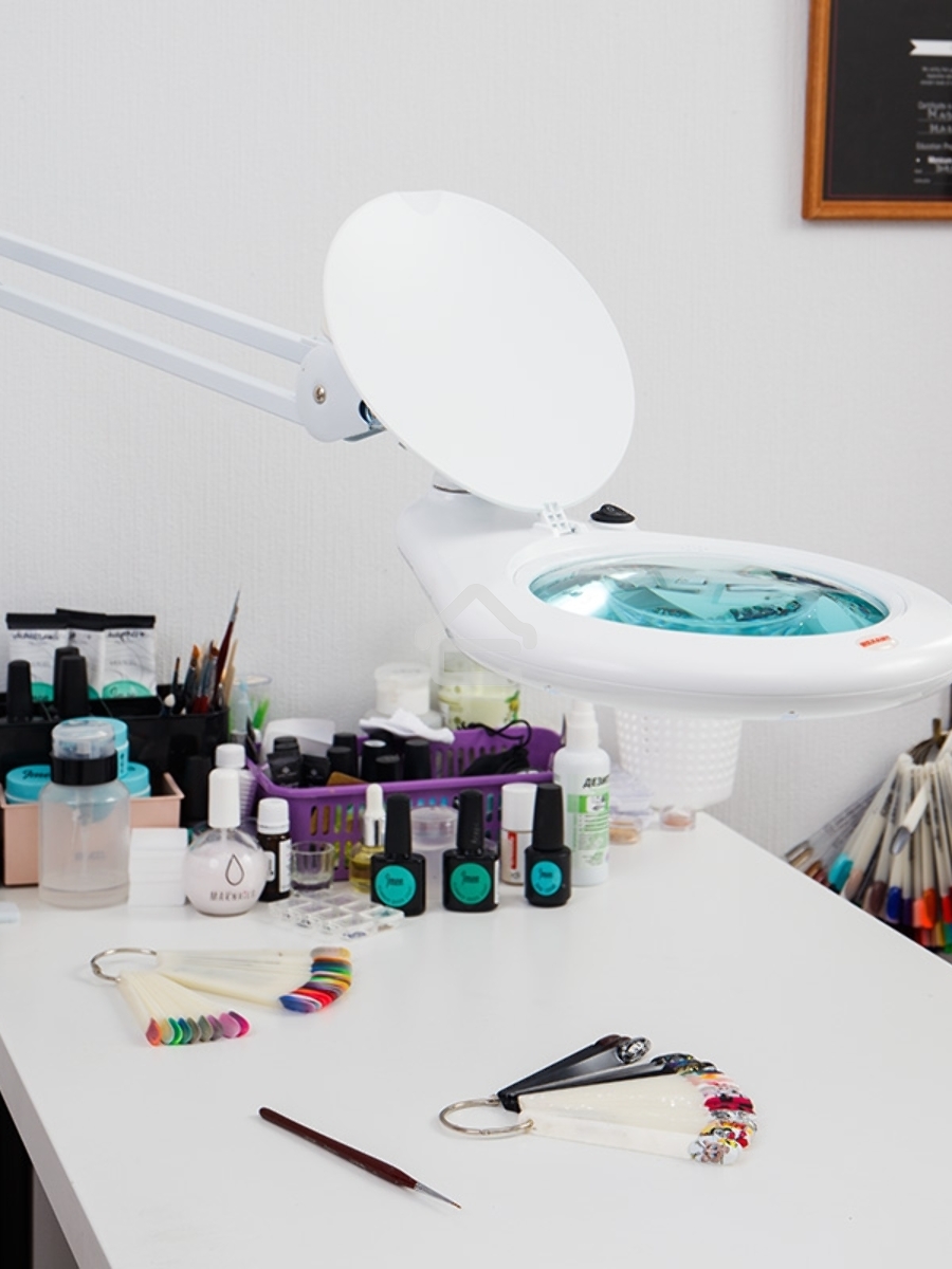 Лупа на струбцине Rexant, круглая, 5D, с подсветкой 108 LED, белая
