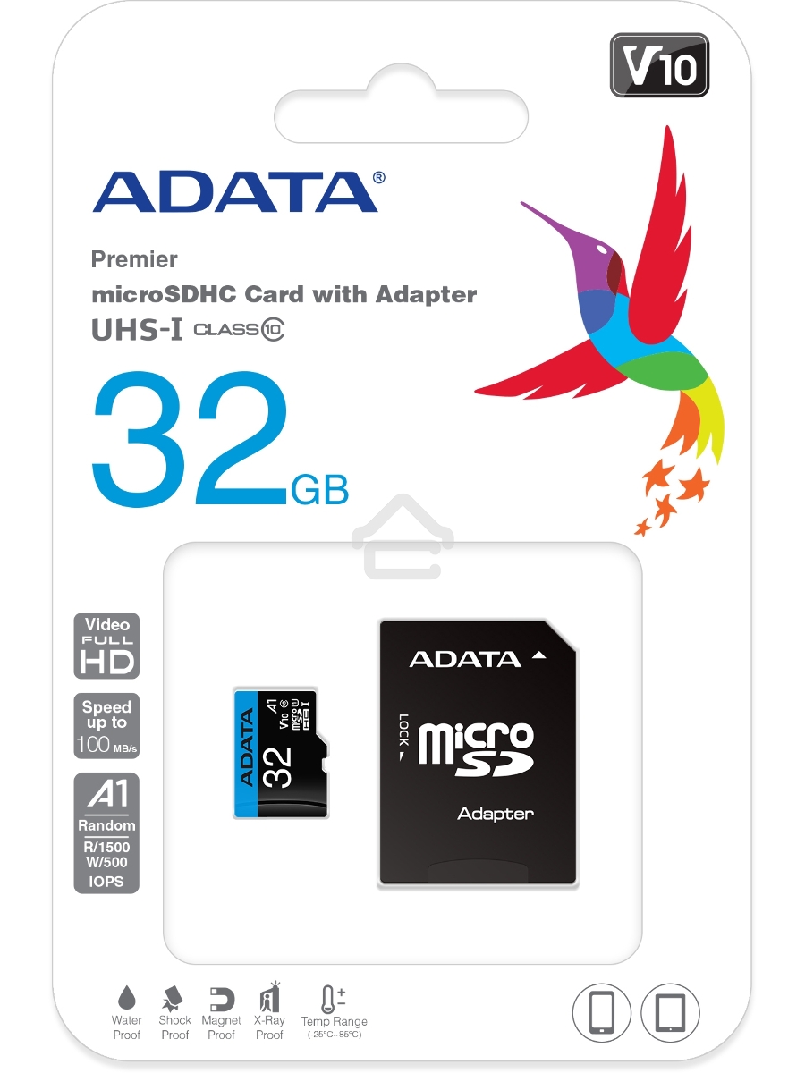 Флеш карта microSD 32GB ADATA microSDHC Class 10 UHS-I A1 100/20 MB/s (SD адаптер)