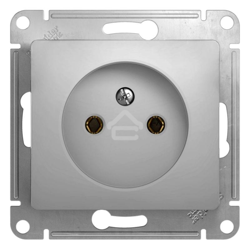 Механизм розетки 1-м СП Glossa 16А IP20 без заземл. алюм. SchE GSL000341