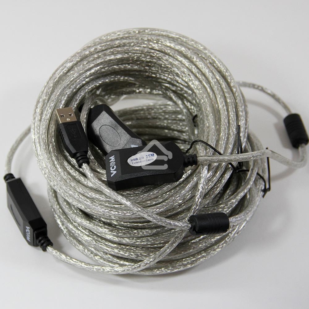 Кабель-адаптер VCOM VUS7049-25M USB2.0-repeater, удлинительный активный Am-->Af 25м