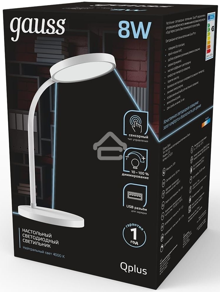 Светильник Gauss GT5031 настольный на подставке белый 8Вт