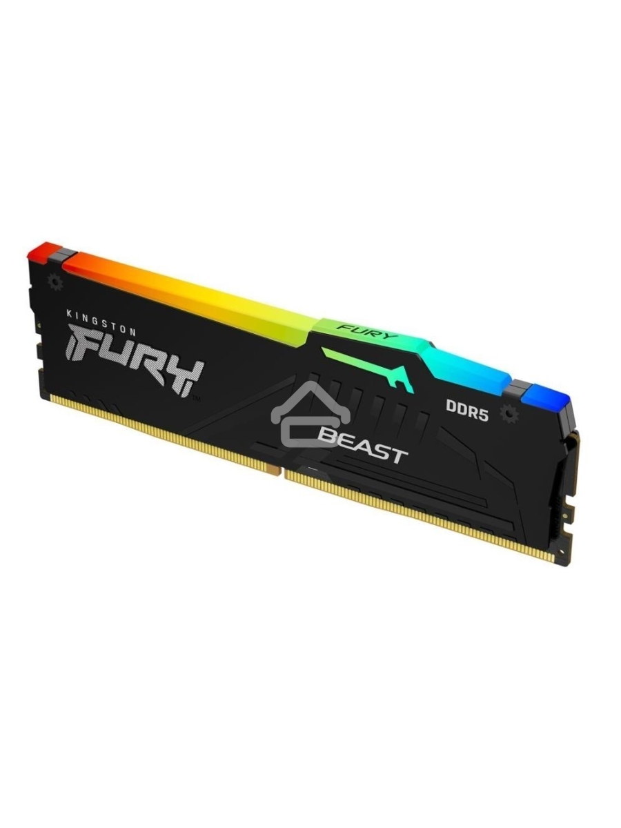 Оперативная память Kingston Fury Beast, DDR5, 16GB (1x16GB), 5200MHz, CL36, DIMM, с радиатором, RGB, черный