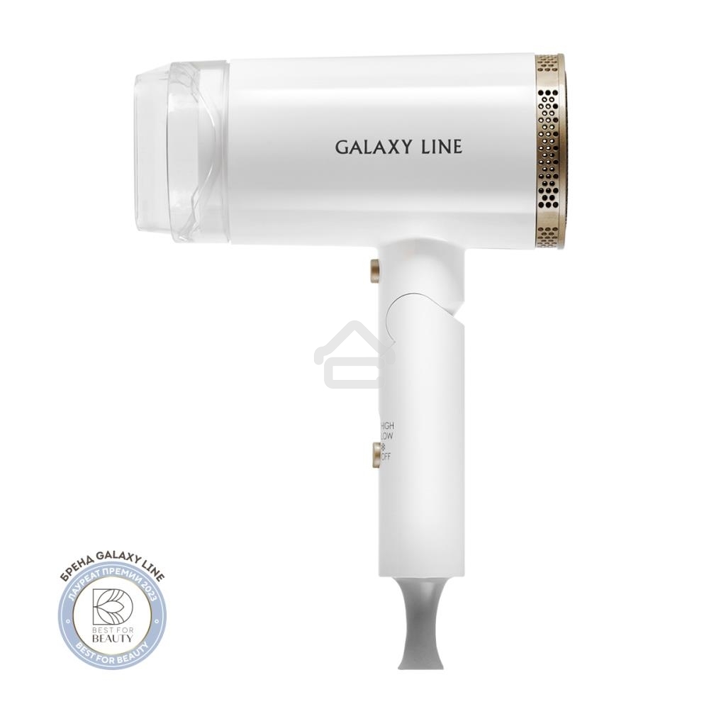 Фен для волос Galaxy Line GL 4353, белый, 2200 Вт, 2 скорости потока воздуха, функция «холодный воздух», складная ручка, насадка-концентратор, защита мотора от перегрева