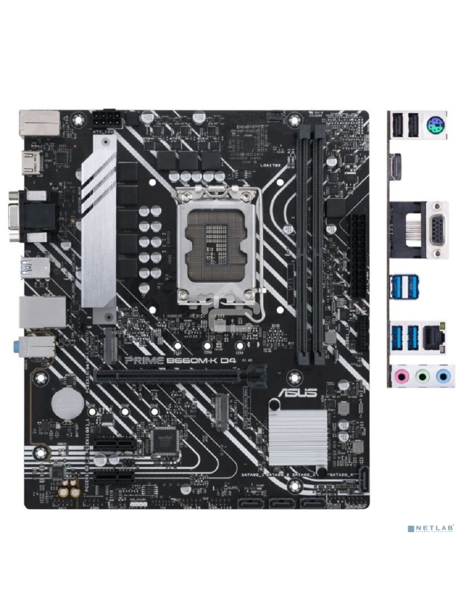 Материнская плата ASUS PRIME B660M-K D4, Socket LGA 1700, Intel B660, 2xDDR4, 4xSATA, 2xM.2, 1xPCIe 4.0 x16, 2xPCIe x1, 1xHDMI, 1xVGA, 1x 1Gb LAN, 4xUSB-A 3.2 Gen 1, 2xUSB-A 2.0, 3x3.5 мм, 7.1, mATX