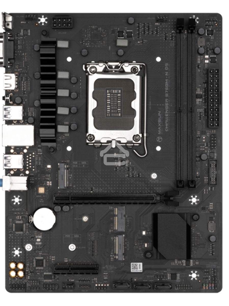 Материнская плата Maxsun Challenger B760M-N D5, LGA 1700, Intel B760, 2xDDR5, 3xSATA, 2xM.2, 1xPCIe 4.0 x16, 1xPCIe x4, 1xVGA, 1xHDMI, 1x 1Gb LAN, 2xUSB-A 2.0, 4xUSB-A 3.2 Gen 1, 5.1, mATX