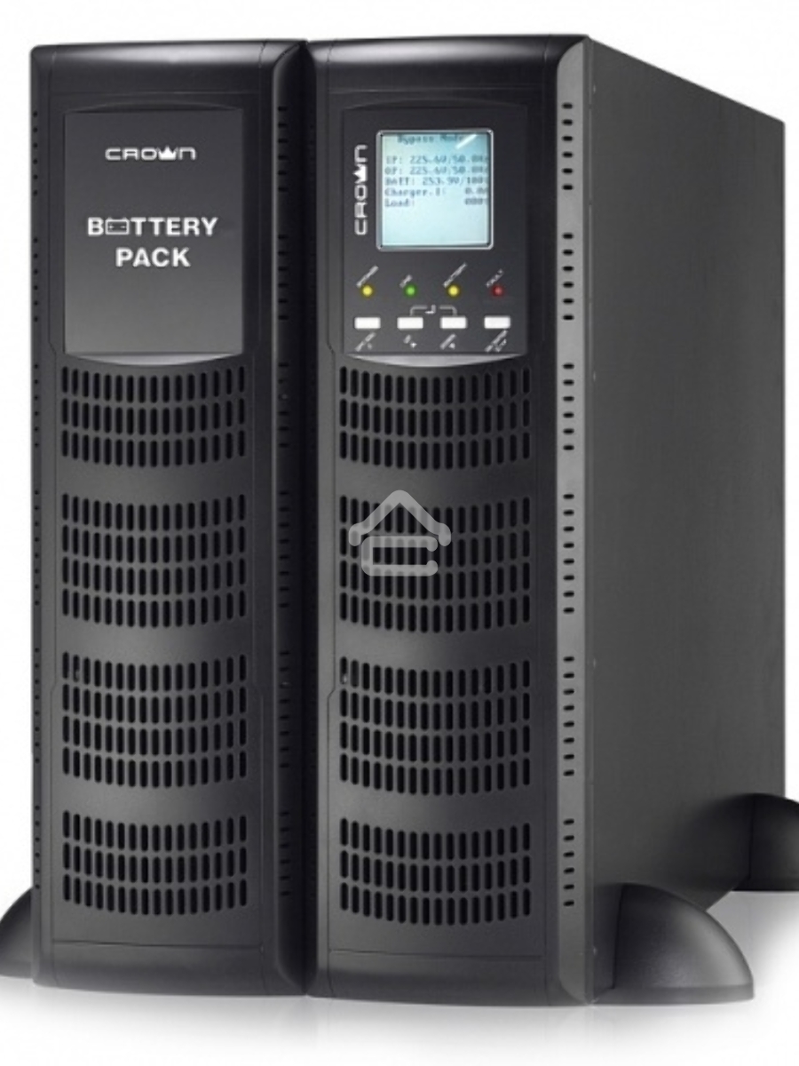 Источник бесперебойного питания CROWN On-Line CMUOA-300X-6K 6000VA/5400W, корпус металл, TOWER&RACK, 3U+3U, АКБ 16*12V/7AH, PF-0.9, AVR 110-300V, порт USB+RS-232, EPO, розетки - клемная колодка (Ph+N+GND), входной кабель 2,5 м, вентилятор охлаждения, авто