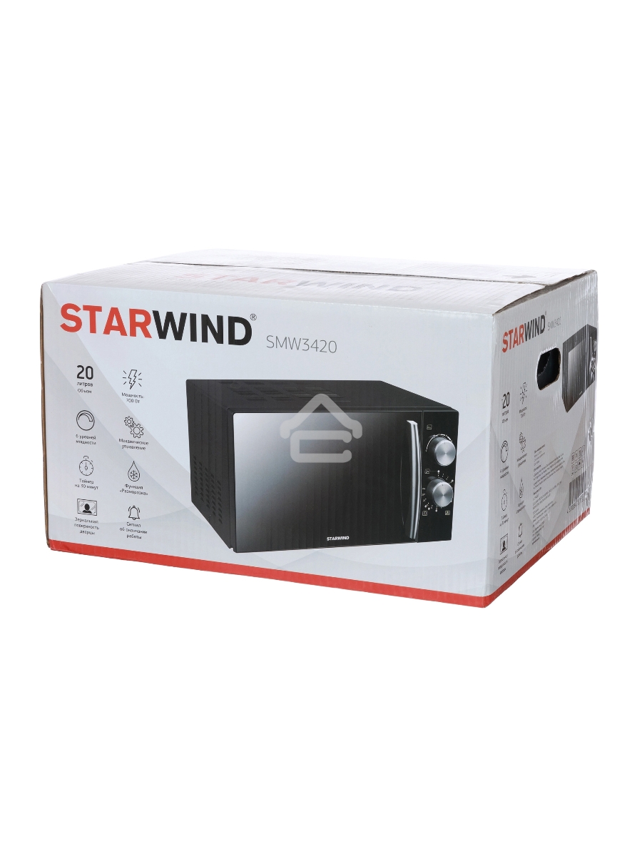 Микроволновая печь Starwind SMW3420 черный/хром, 20 л, 700 Вт, переключатели - поворотный механизм
