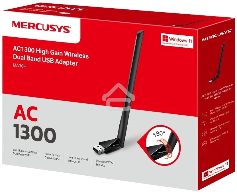 Mercusys MA30H AC1300 Двухдиапазонный Wi-Fi USB-адаптер высокого усиления