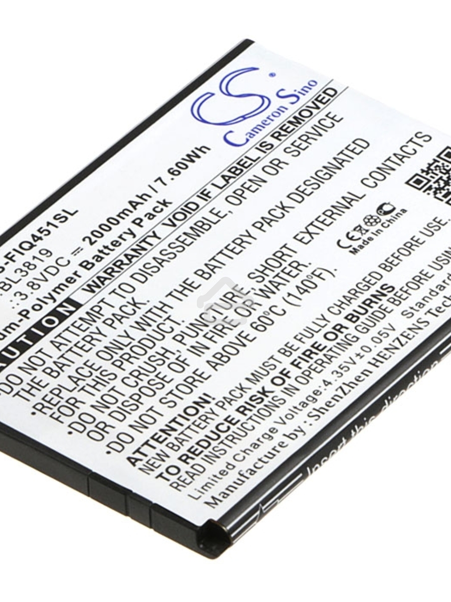 Аккумулятор CameronSino CS-FIQ451SL BL3819 для Fly IQ4514 Evo Tech 4 3.8V / 2000mAh / 7.60Wh