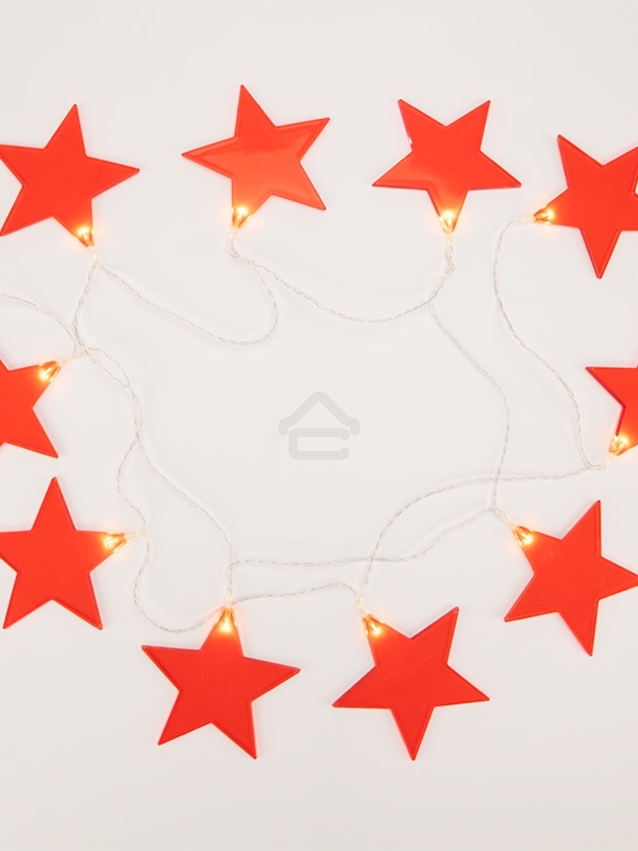 Гирлянда светодиодная «Звездопад» красная 10 LED, 2,25 м, прозрачный ПВХ, теплый белый свет свечения, 2 х АА (батарейки не в комплекте) NEON-NIGHT