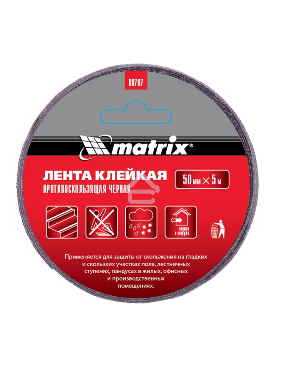 Лента MATRIX клейкая противоскользящая, черная 50 мм х 5м, 88707