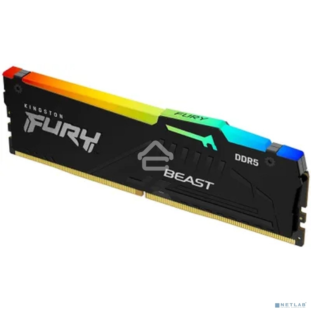 Оперативная память Kingston Fury Beast, DDR5, 16Gb (1x16Gb), 5600MHz, CL36, DIMM, с радиатором, RGB, черный