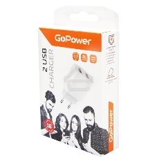 Сетевое З/У GoPower GP2U 2USB 2.4A 12W белый (1/108)