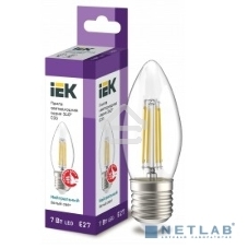 Лампа светодиодная IEK LLF-C35-7-230-40-E27-CL филаментная 360° 7Вт C35 свеча 4000К E27 230В прозр.