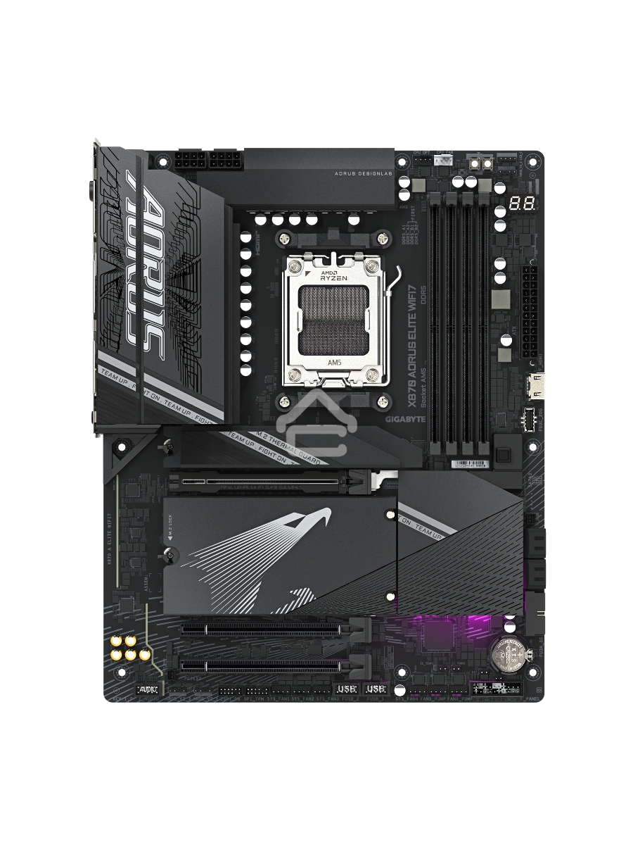 Материнская плата Gigabyte X870 AORUS ELITE WIFI7, AM5, AMD X870, 4xDDR5, 4xSATA, 4xM.2, 1xPCI-E 5.0 x16, 1xPCI-E 4.0 x4, 1xPCI-E 3.0 x2, 1xHDMI, 1x 2.5Gb LAN, 4xUSB-A 3.2 Gen 1, 2xUSB-A 3.2 Gen 2, 4xUSB-A 2.0, 2xUSB-C 4.0, 2x3.5 мм, 7.1, ATX