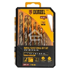 Набор сверл по металлу Denzel 1-10 мм, Р6М5-TiN, Golden Tip, 10 шт 723001