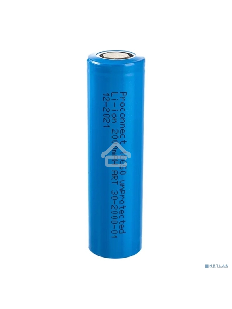 Аккумулятор 18650 unprotected Li-ion 2000 mAH индивидуальная упаковка PROconnect