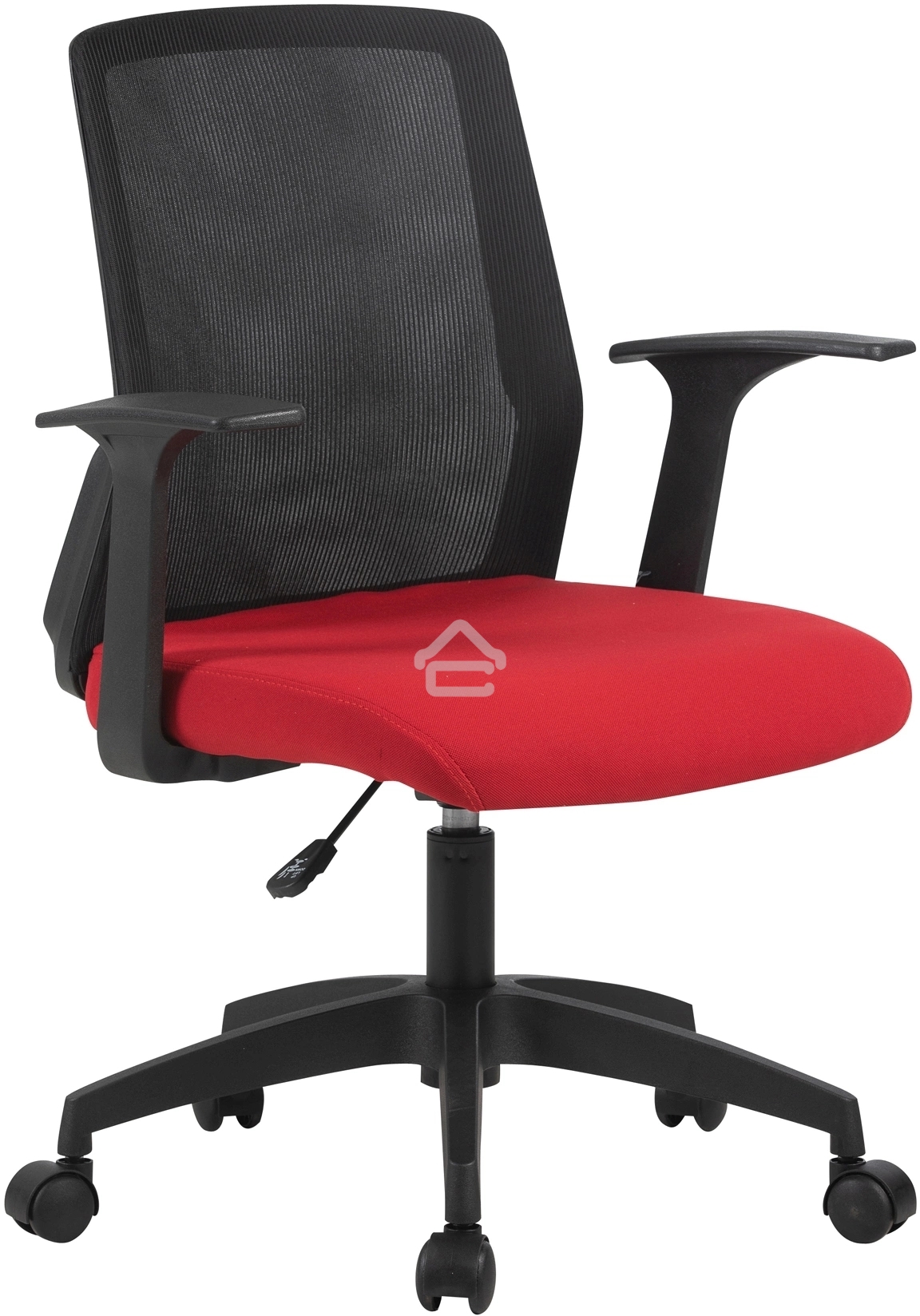 Кресло компьютерное Cactus CS-MC222-BKRD черный, сиденье темно-красный, сетка/ткань, низк.спин. крестов. пластик, пластик черный