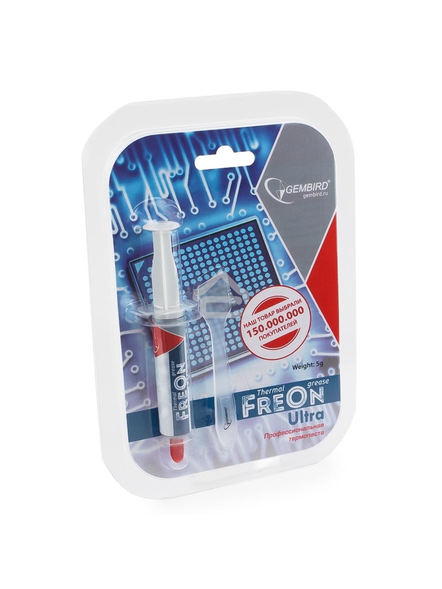 Термопаста Gembird FreOn Ultra GF-21-5 для радиаторов, 5гр, шприц