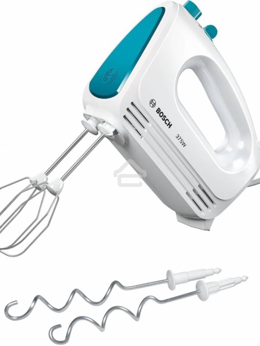 Миксер Bosch MFQ2210D , 375 Вт, цвет: белый/ голубой, 4 скорости+ импульс.режим, 2 крюка+ 2 венчика