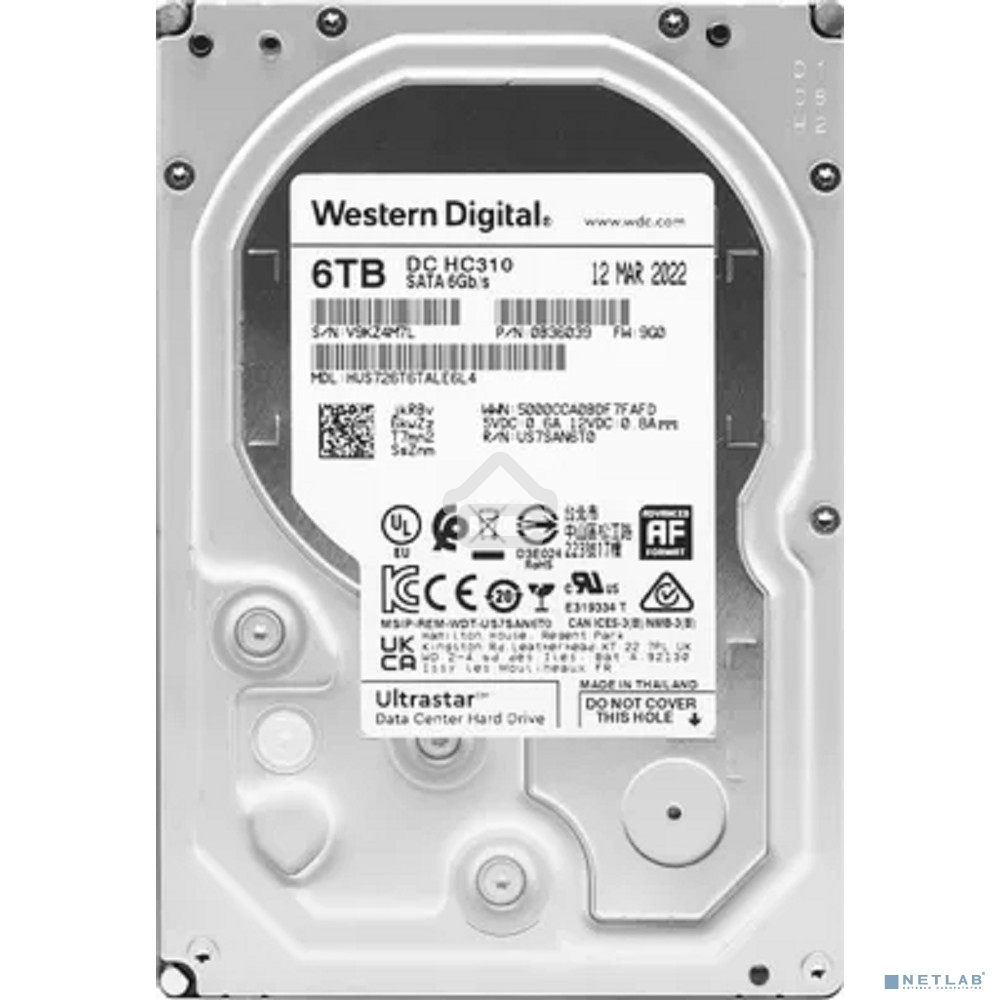 Жесткий диск Western Digital 6Tb 7200rpm HGST SATA-III 0B36039 HUS726T6TALE6L4 Ultrastar 7K6 256Mb 3.5