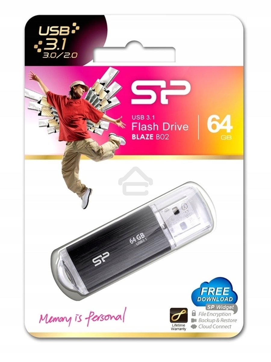 Флеш диск 64GB USB Drive <USB 3.0> Silicon Power Blaze B02 Black (SP064GBUF3B02V1K)