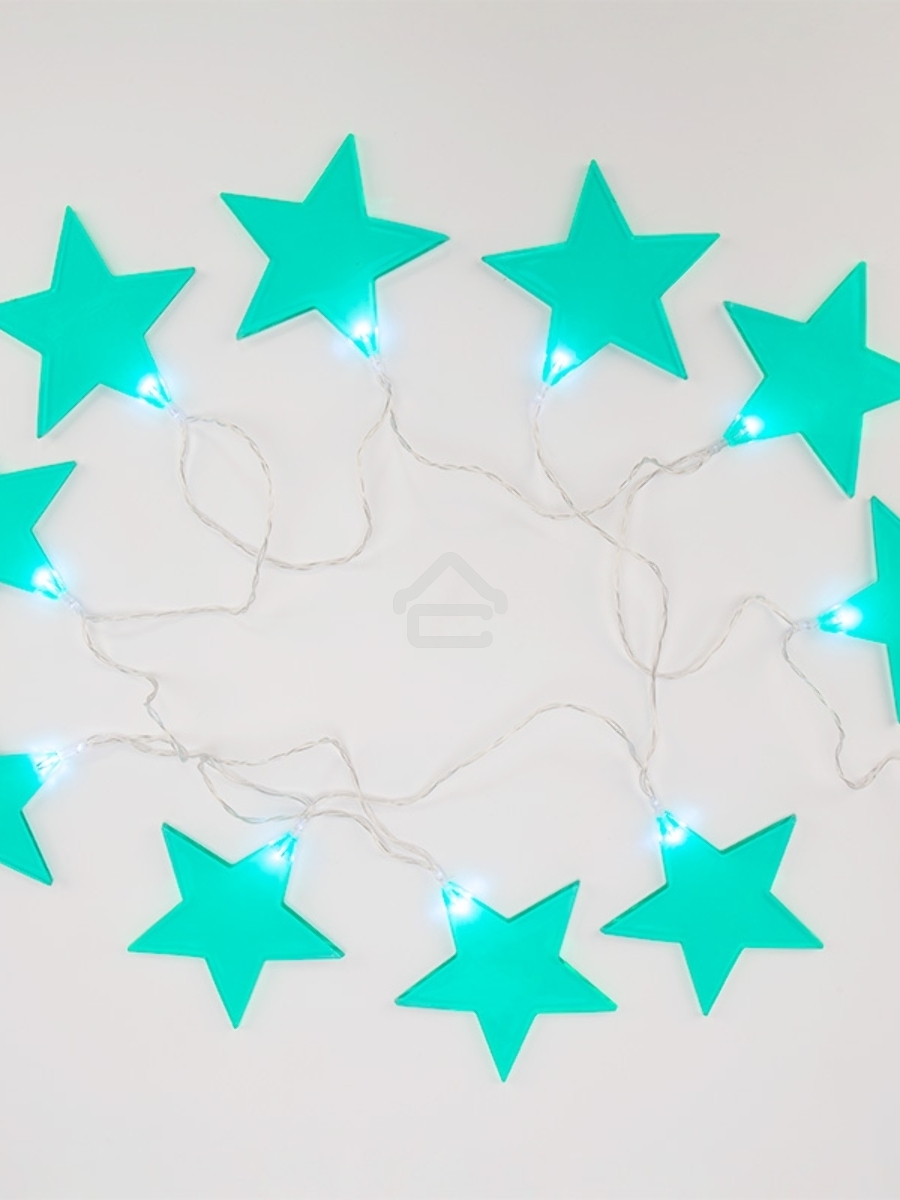 Гирлянда светодиодная «Звездопад» бирюзовая 10 LED, 2,25 м, прозрачныйПВХ, белый цвет свечения, 2 х АА (батарейки не в комплекте) NEON-NIGHT