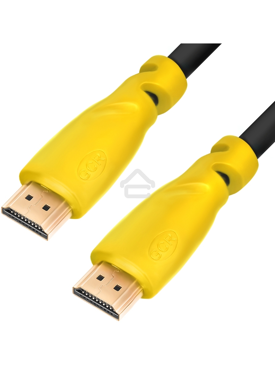 Кабель Greenconnect5.0m HDMI версия 1.4,черный, желтые коннекторы, OD7.3mm, 30/30 AWG, позолоченные контакты, Ethernet 10.2 Гбит/с, 3D, 4K, экран