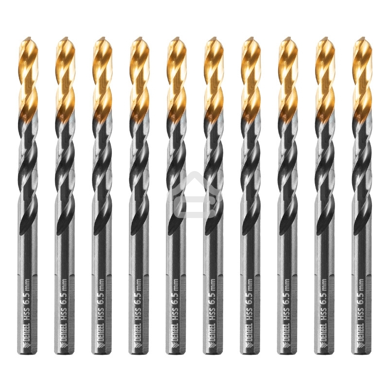 Сверло по металлу Denzel 6,5 мм, HSS-Tin, Golden Tip, 10 шт.