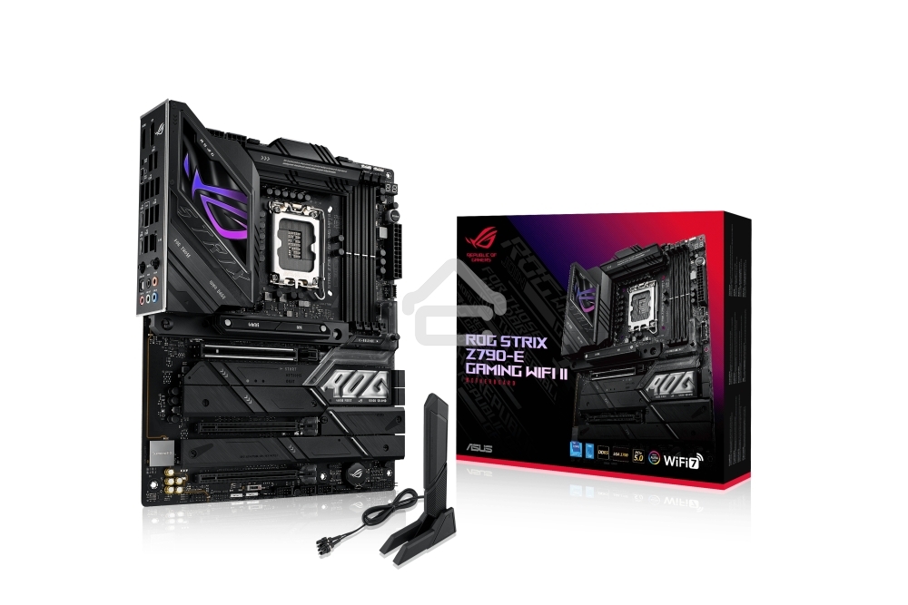 Материнская плата ASUS ROG STRIX Z790-E GAMING WIFI II, LGA 1700, Intel Z790, 4xDDR5, 4xSATA, 5xM.2, 1xPCIe 5.0 x16, 2xPCIe 4.0 x16, 2.5Gb LAN, 1xUSB-A 3.2 Gen 2, 2xUSB-A 3.2 Gen 2x2, 1xHDMI, 1xDP, 3x3.5 мм, 7.1, ATX
