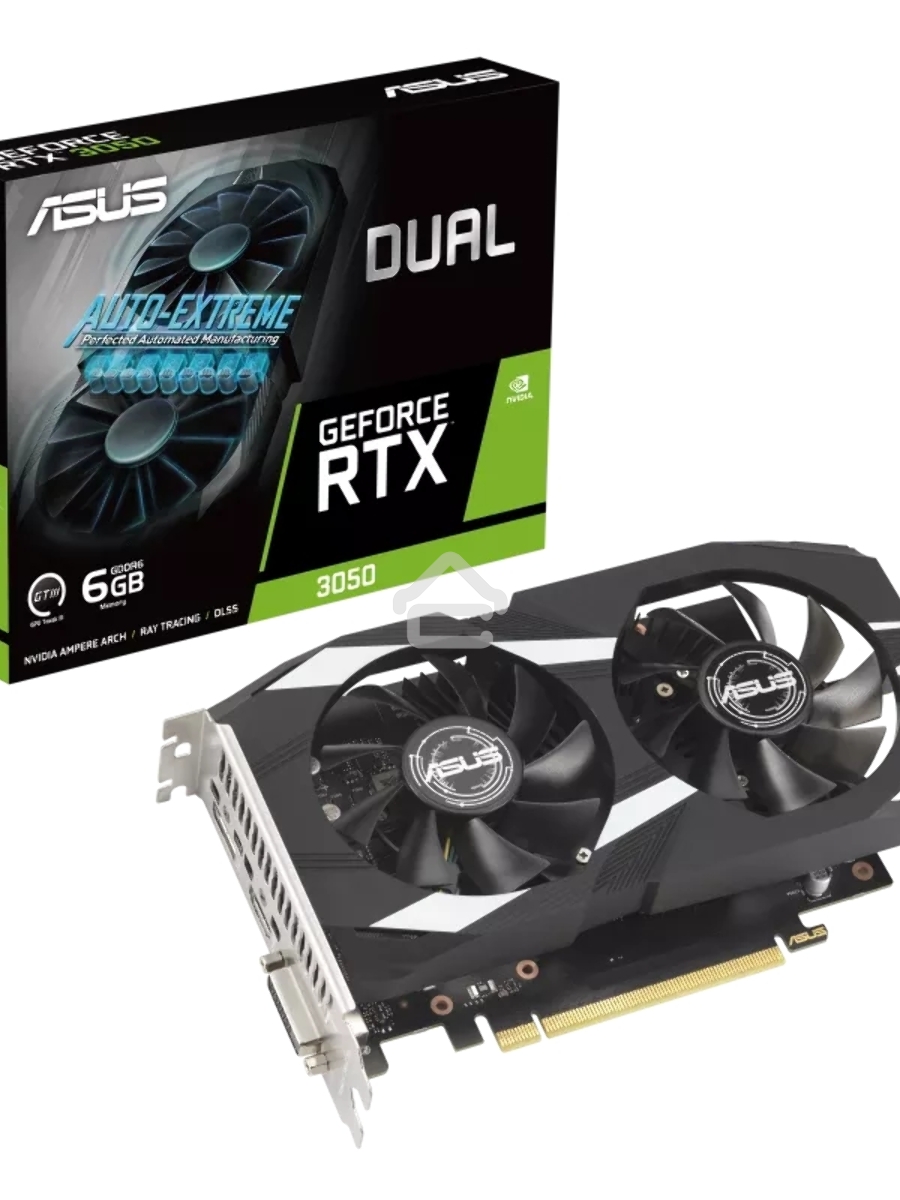 Видеокарта Asus DUAL-RTX3050-O6G NVIDIA GeForce RTX 3050 6Gb 96bit GDDR6 PCI-E 4.0 1507/14000 DVIx1 HDMIx1 DPx1 HDCP Ret