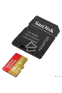 Флеш карта microSDXC 128GB SanDisk EXTREME Class 10, UHS-I, W90, R 190 МБ/с, <SDSQXAA-128G-GN6MA> адаптер на SD