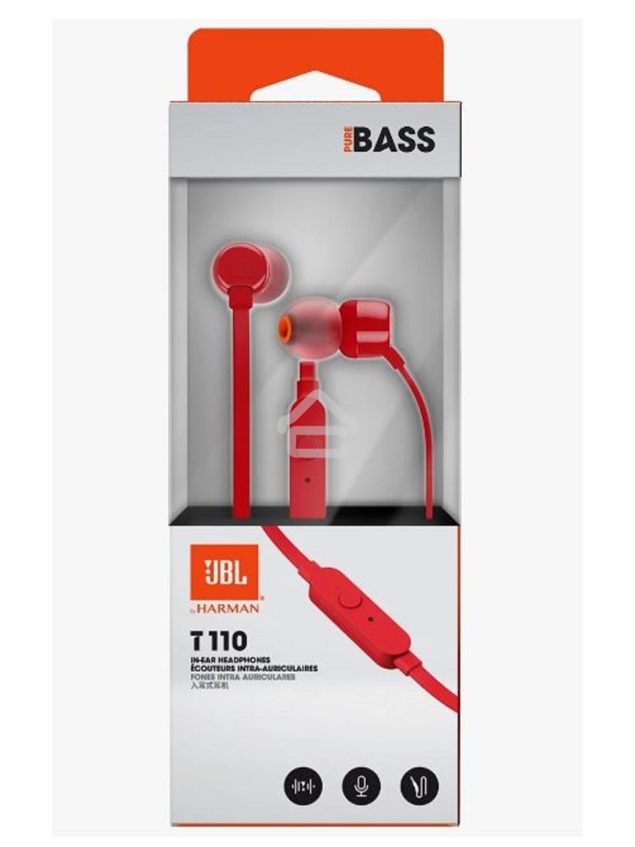 Наушники-гарнитура JBL T110 красный