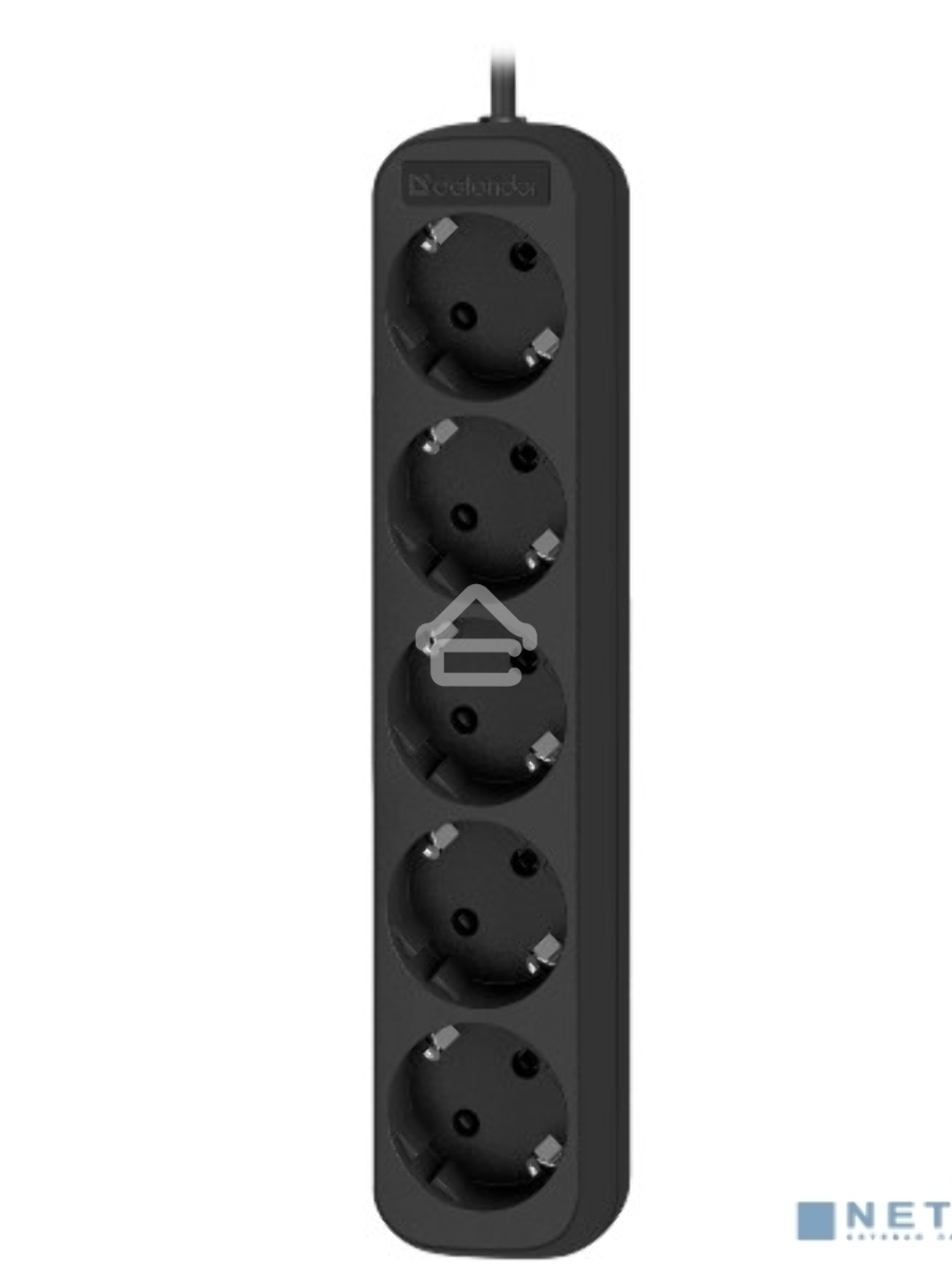 Удлинитель Defender с заземлением M518 1.8 м, 5 розеток, черный