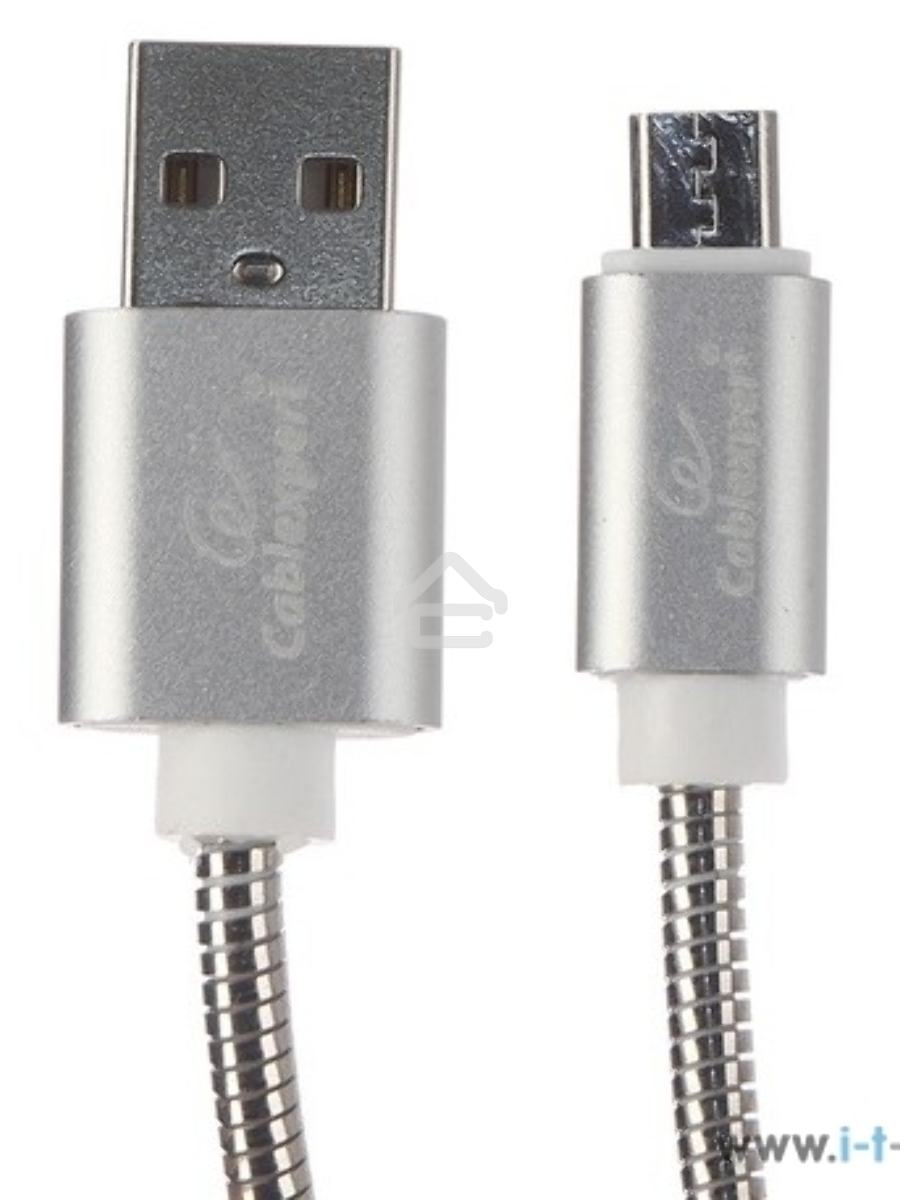 Кабель USB 2.0 Cablexpert CC-G-mUSB02S-1.8M, AM/microB, серия Gold, длина 1.8м, серебро, блистер