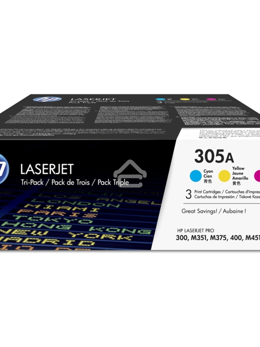 Картридж лазерный набор HP CF370AM № 305A голубой/пурпурный/желтый CLJ M451 (CE411A+CE412A+CE413A)