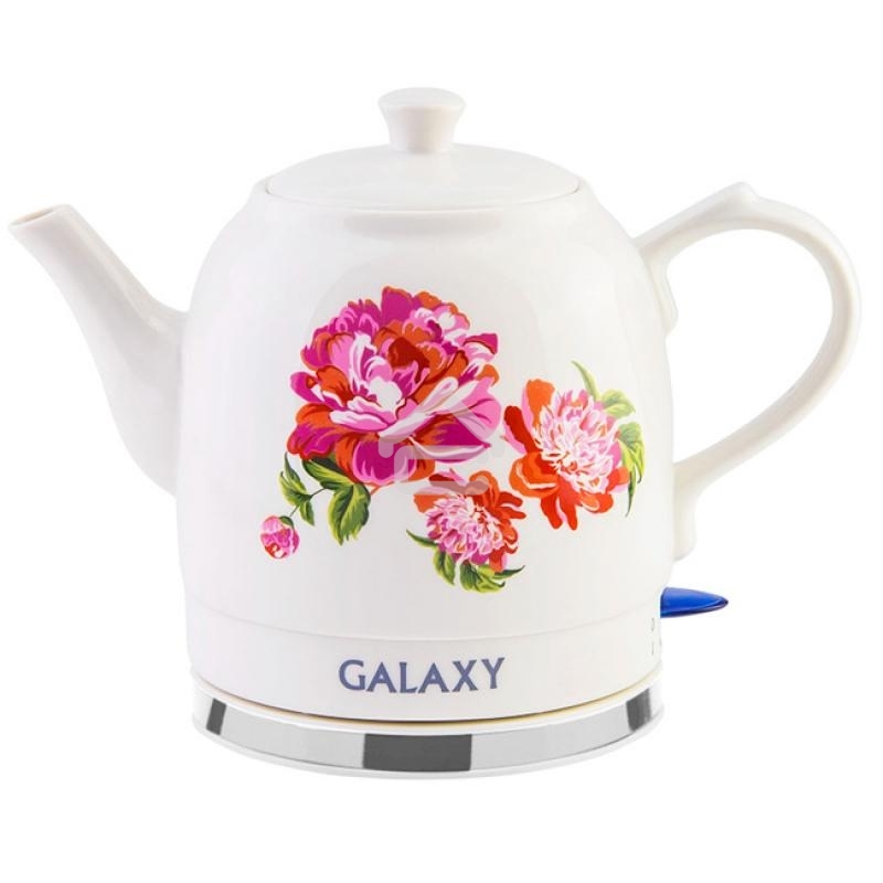 Чайник электрический Galaxy Line GL 0503, белый, керамический корпус, 1400 Вт, 1,4 л, индикатор работы, указатель максимального уровня воды